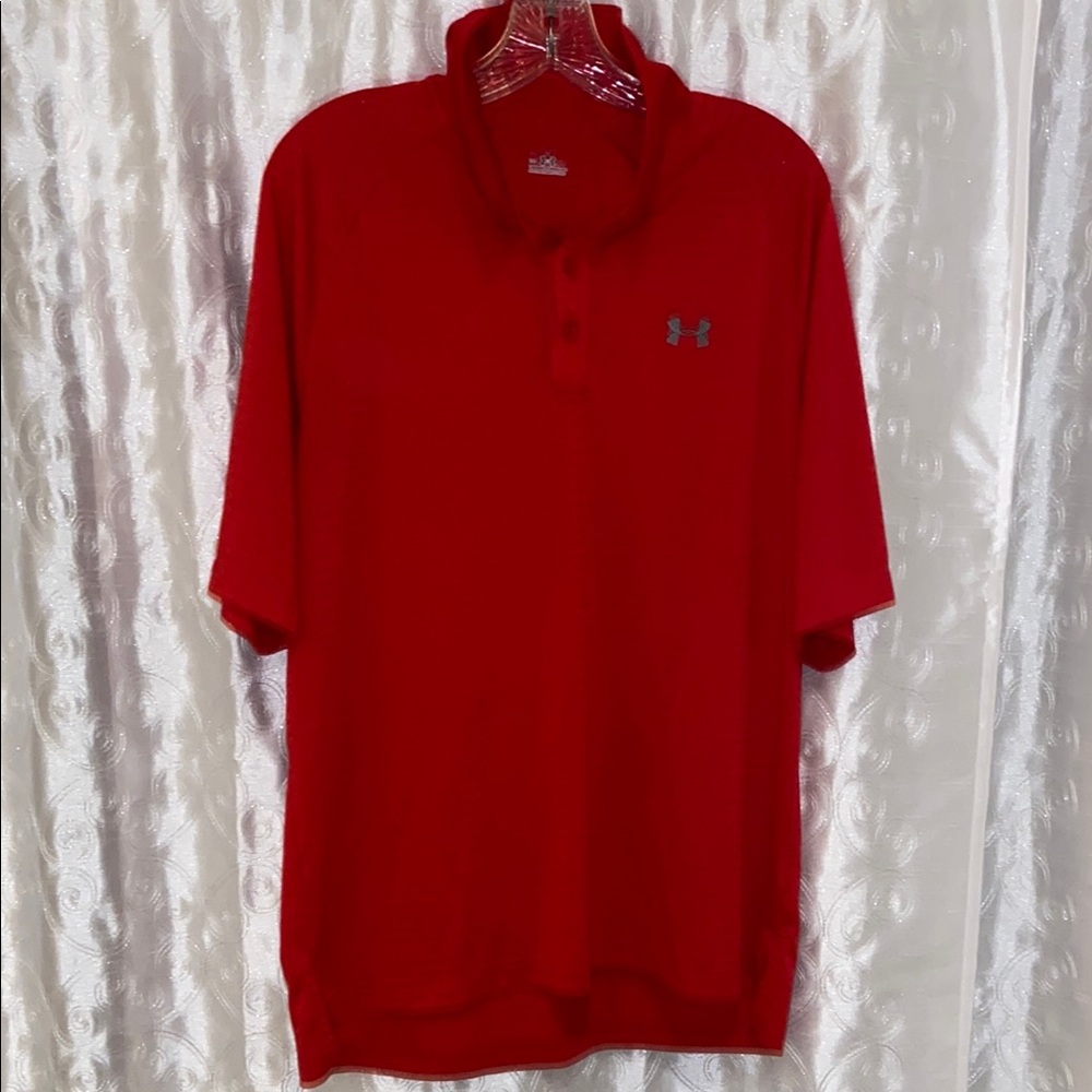 Under Armour Red Athletic Polo Shirt Men’s Size Medium 🔥 C1